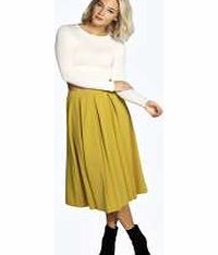 boohoo Box Pleat Scuba Midi Skirt - olive azz12809