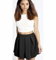 boohoo Box Pleat Scuba Skater Skirt - black azz12807