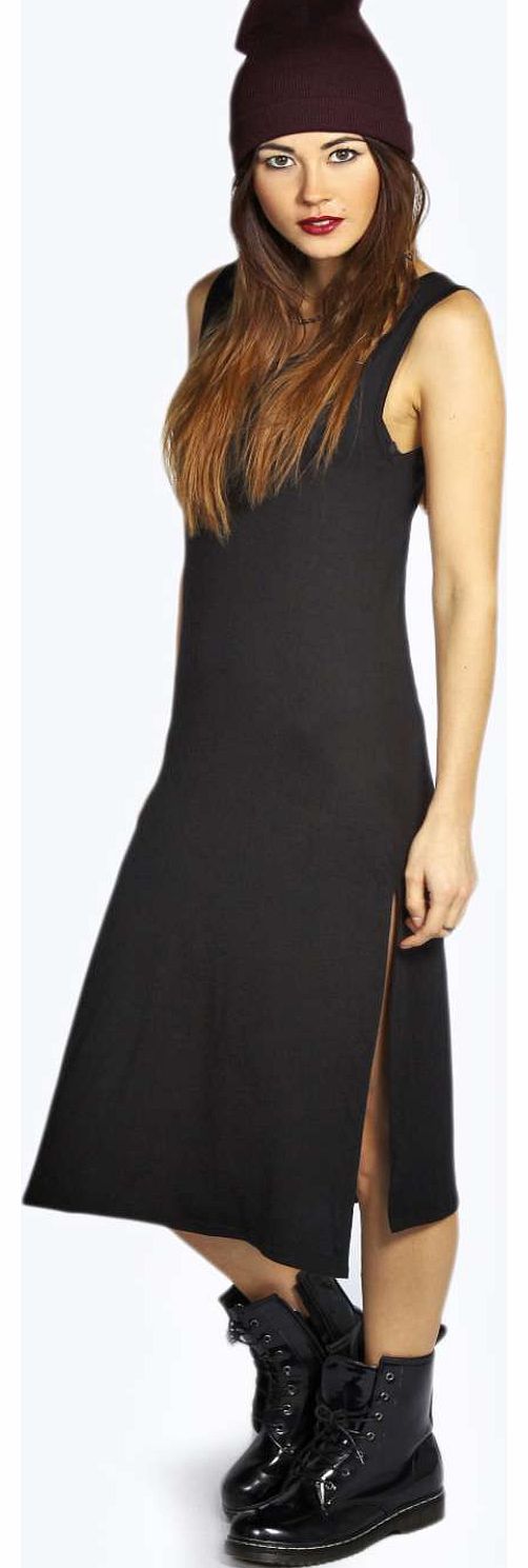 Callie V Neck Column Dress - black azz18408