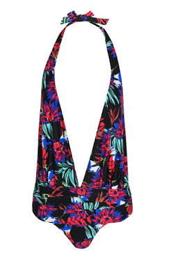 Cannes Deep Plunge Floral Print Swimsuit Female