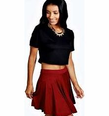 boohoo Carey Flippy Jersey Skater Skirt - berry azz43249