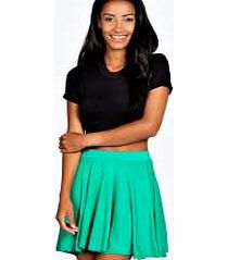 boohoo Carey Flippy Jersey Skater Skirt - bright green