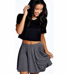 boohoo Carey Flippy Jersey Skater Skirt - charcoal