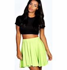 boohoo Carey Flippy Jersey Skater Skirt - lime azz36024