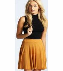 boohoo Carey Flippy Jersey Skater Skirt - mustard