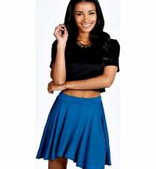 boohoo Carey Flippy Jersey Skater Skirt - teal azz43249