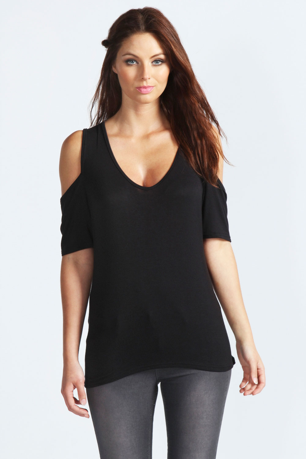 Carly Cold Shoulder T-Shirt - black,