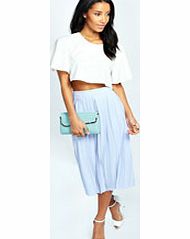 boohoo Casey Pleated Woven Midi Skirt - blue azz32159