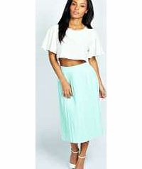 boohoo Casey Pleated Woven Midi Skirt - mint azz32159