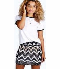 boohoo Casey Tribal Print Mini Skirt - multi azz24034