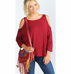 Charlotte Cut Out Shoulder Top - berry azz42562