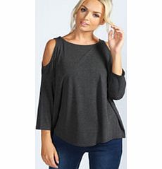 Charlotte Cut Out Shoulder Top - charcoal azz42562