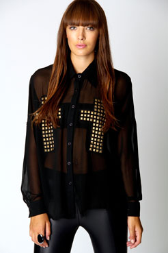 Cheryl Studded Cross Front Blouse Female