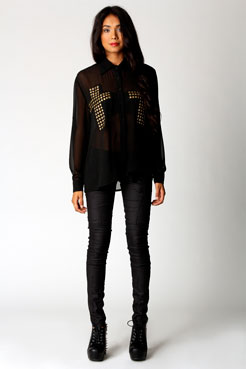 Cheryl Studded Cross Front Blouse