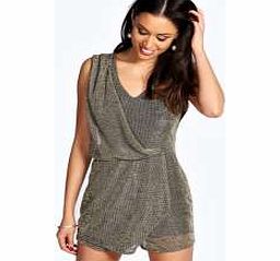 Christy Metallic Wrap Front Skort Style Playsuit