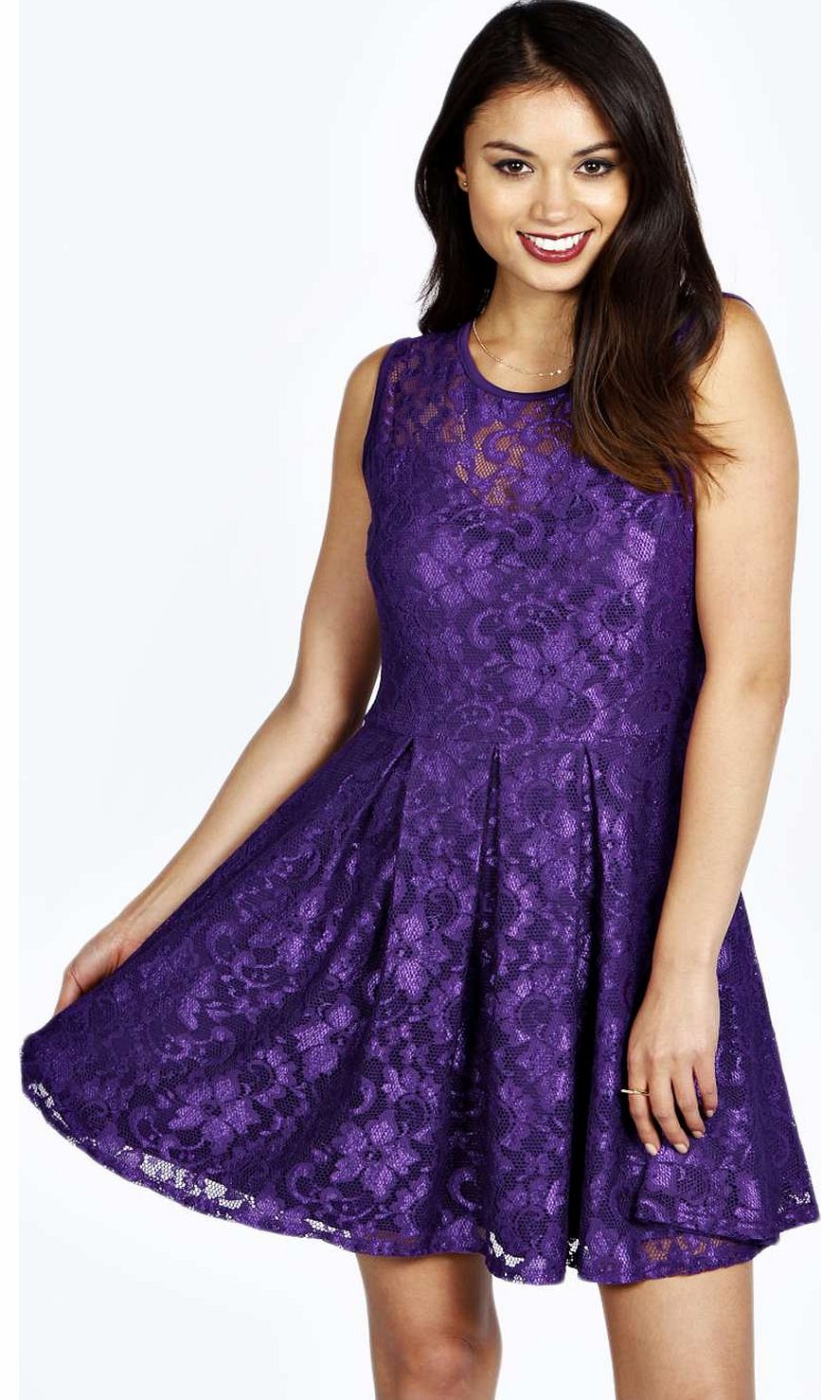 Clare Lace Skater Dress - grape azz18829