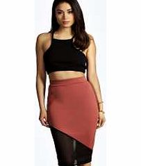 boohoo Contrast Panel Midi Skirt - raspberry azz12993