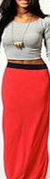 boohoo Contrast Waistband Jersey Maxi Skirt - tomato