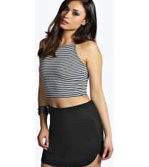 boohoo Curve Hem Scuba Mini Skirt - black azz10842