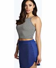 boohoo Curve Hem Scuba Mini Skirt - blue azz10842