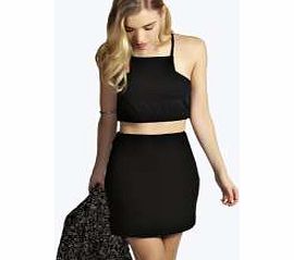 boohoo Curved Hem Woven Mini Skirt - black azz10194