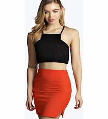 boohoo Curved Hem Woven Mini Skirt - orange azz10194