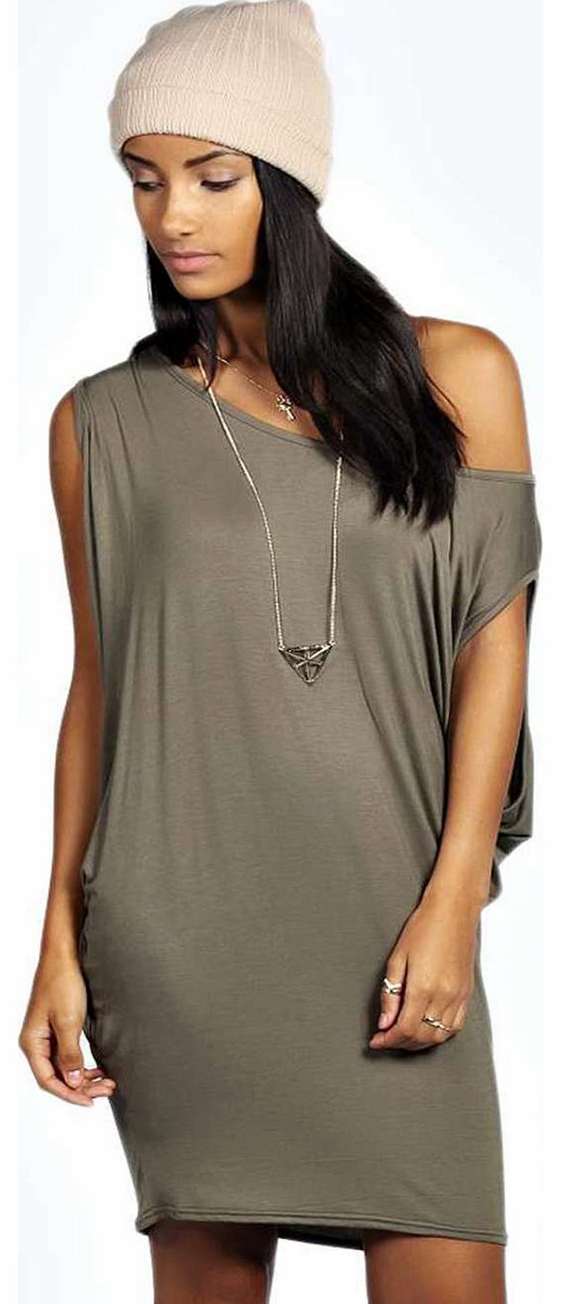 Danni Drape TShirt Dress - khaki azz18986