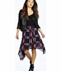 boohoo Delia Large Check Chiffon Buckle Detail Skirt -