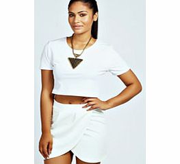 boohoo Demi Pleat Wrap Over Mini Skirt - ivory azz26163