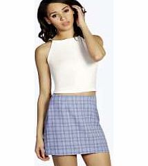 boohoo Denim Blue A Line Check Woven Mini Skirt - blue