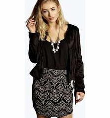 boohoo Distressed Aztec Print Bodycon Mini Skirt -