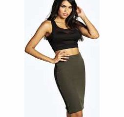 boohoo Double Side Zip Pencil Midi Skirt - khaki azz11301