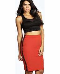 boohoo Double Side Zip Pencil Midi Skirt - rust azz11301