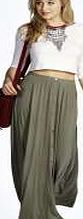 boohoo Eliza Button Through Maxi Skirt - khaki pzz98006