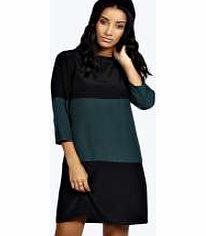 Emily Colour Block Panel Shift Dress - green