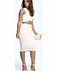 boohoo Emily Raised Print Midi Skirt - blush azz25701