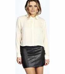 Emily Wrap Back Long Sleeve Boxy Shirt - cream