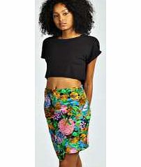 boohoo Emma Floral Print Asymmetric Wrap Skirt - multi