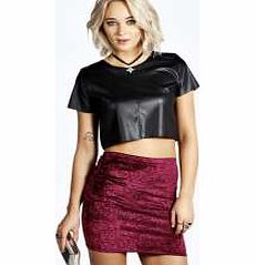 boohoo Flocked Velvet Mini Skirt - berry azz19135