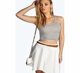 boohoo Full Circle Belted Skater Skirt - cream azz09942