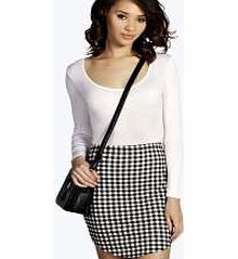 boohoo Gingham Check Bodycon Mini Skirt - black azz10848