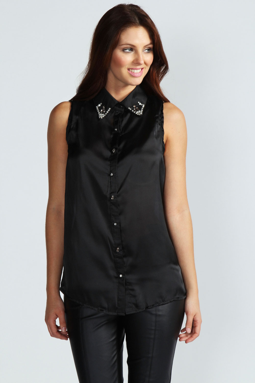 Grace Embellished Collar Halter Blouse -