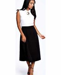 boohoo Grace Full Circle Midi Skirt - black azz20468