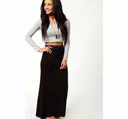 boohoo Helena Contrast Waistband Jersey Maxi Skirt -