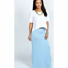 boohoo Helena Jersey Maxi Skirt - baby blue azz36025