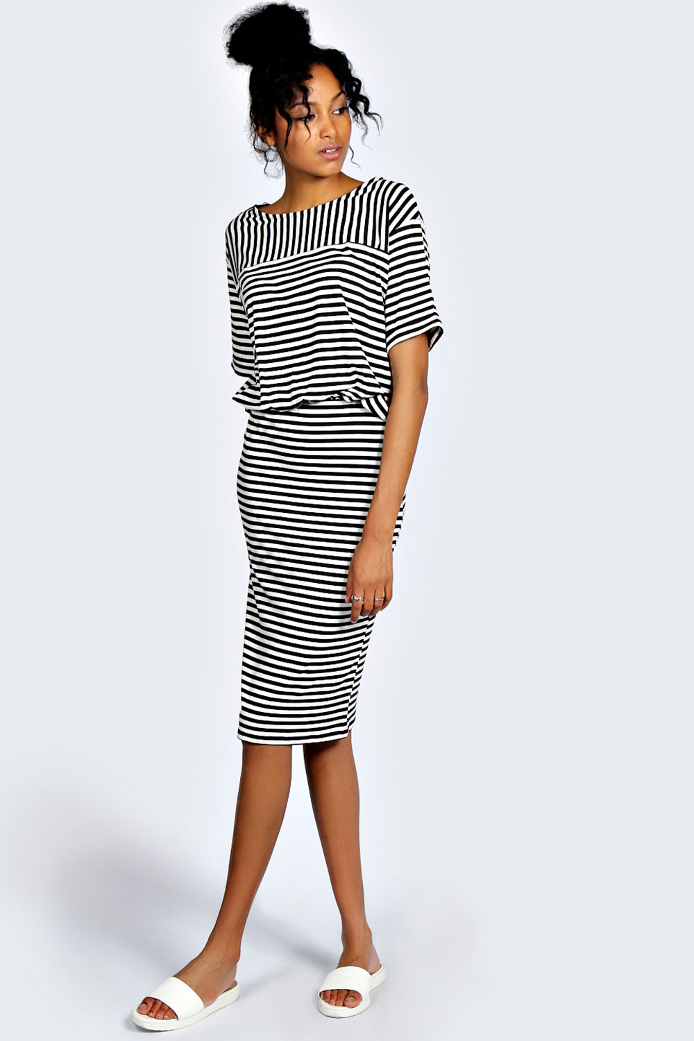 Hollie Stripe 2 in 1 Midi Dress - multi