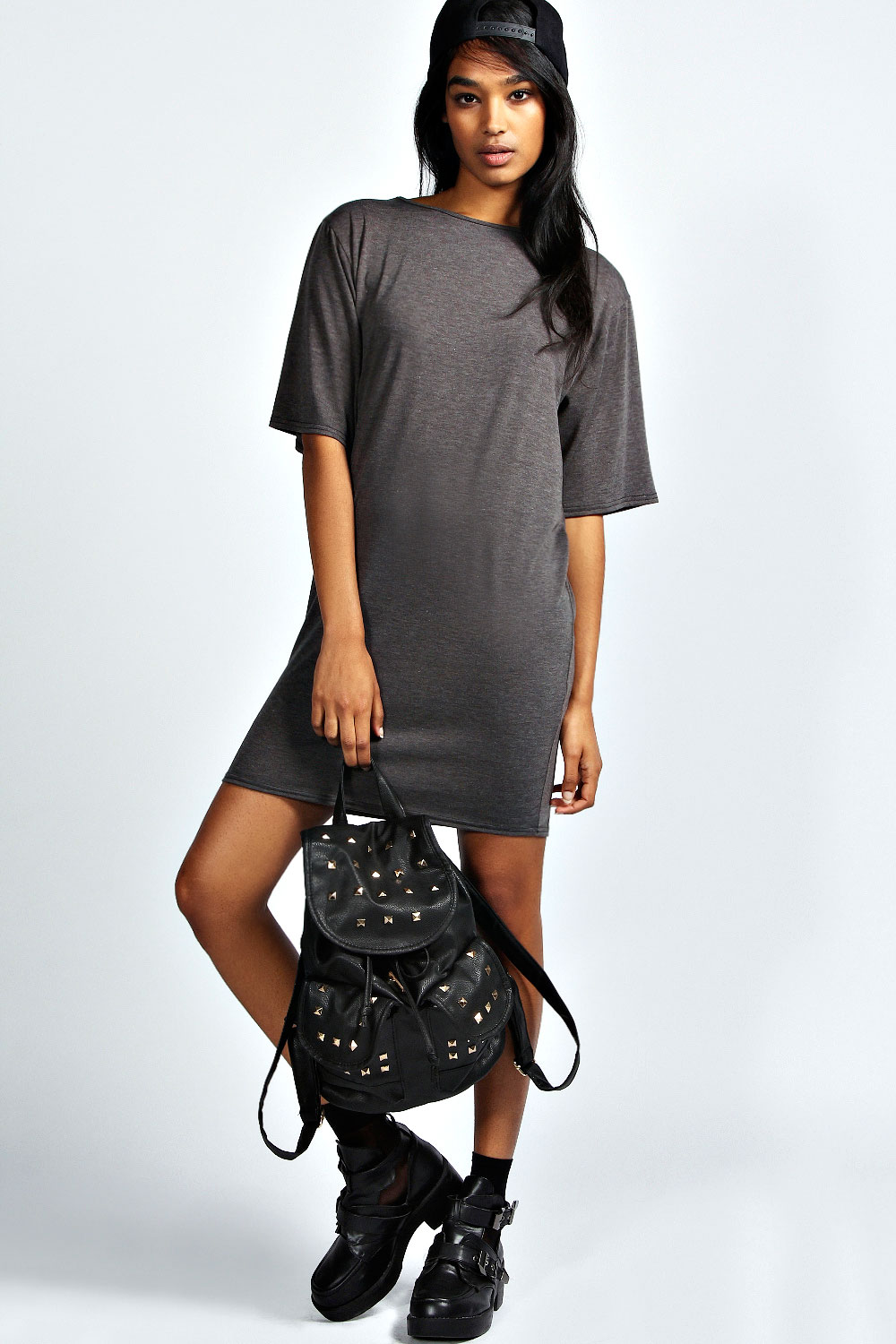 Holly T-Shirt Dress - charcoal azz39342