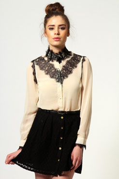 Hope Victorian Lace Detail Chiffon Blouse Female