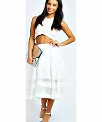 boohoo Ivy Double Mesh Midi Skirt - ivory azz30635