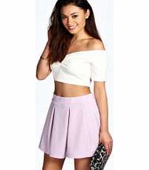 boohoo Jacquard Waffle Box Pleat Skater Skirt - lilac